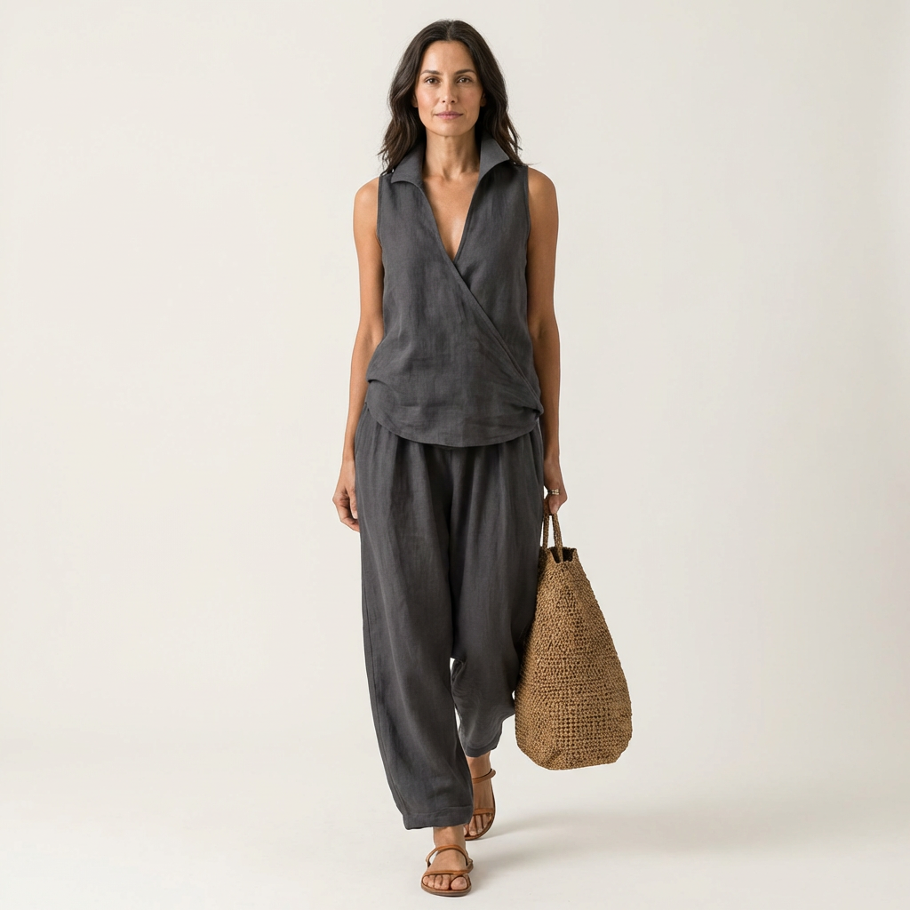 Twiila | Haut à nouer et pantalon à jambes larges