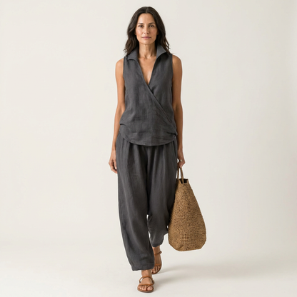 Twiila | Haut à nouer et pantalon à jambes larges