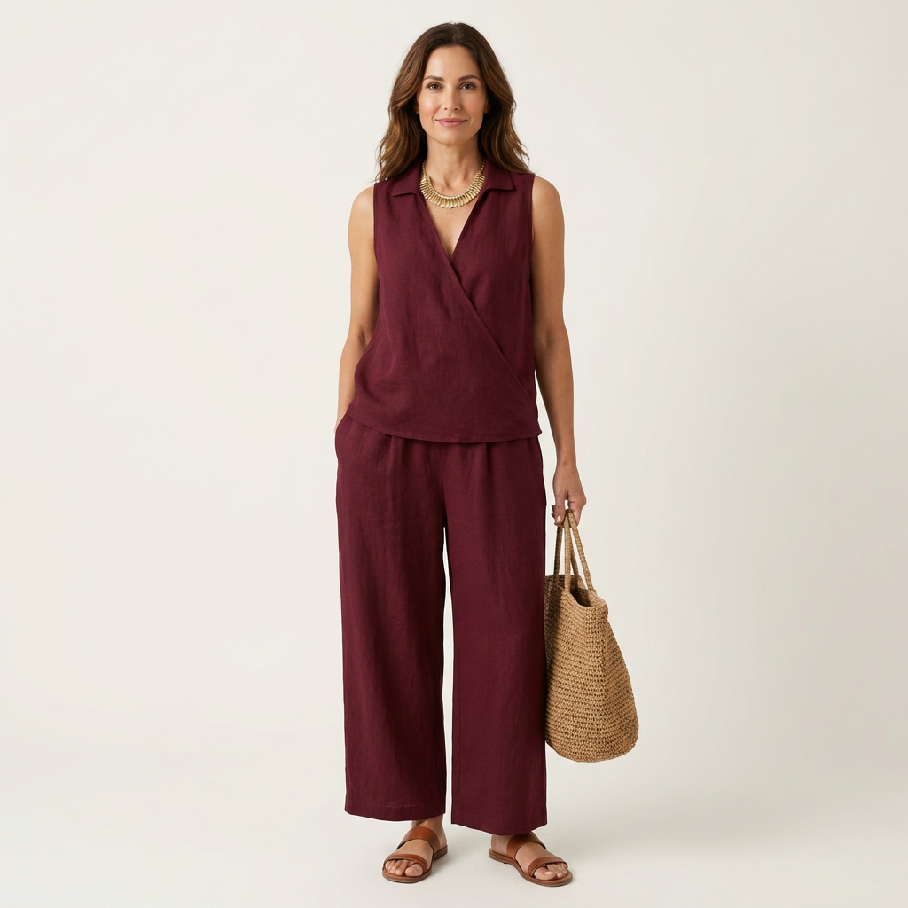 Twiila | Haut à nouer et pantalon à jambes larges