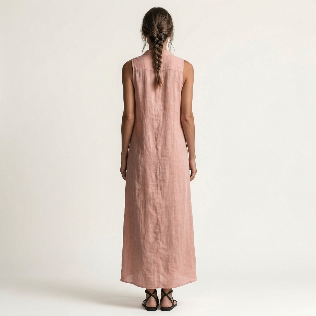 Mirabell | Robe maxi sans manches à capuche et boutons sur le devant