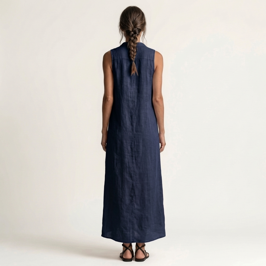 Mirabell | Robe maxi sans manches à capuche et boutons sur le devant