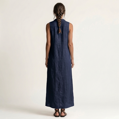 Mirabell | Robe maxi sans manches à capuche et boutons sur le devant