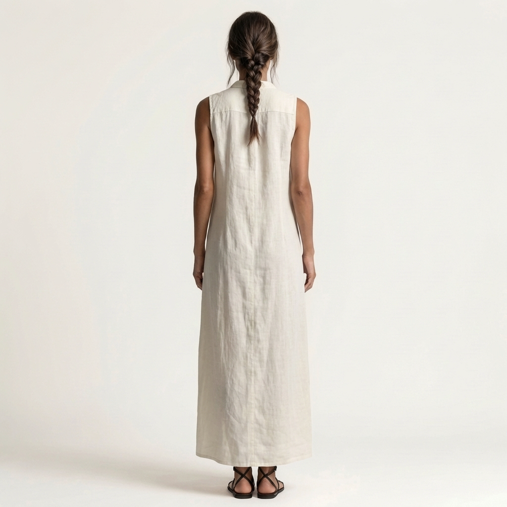Mirabell | Robe maxi sans manches à capuche et boutons sur le devant