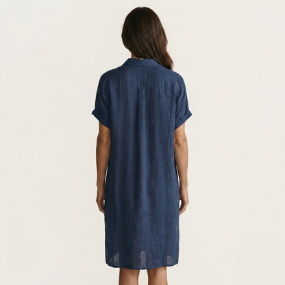 Nidalie | Robe chemise midi à poignets roulés