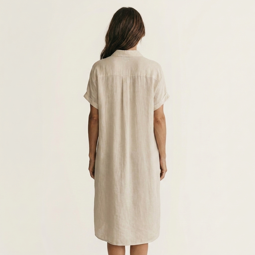 Nidalie | Robe chemise midi à poignets roulés