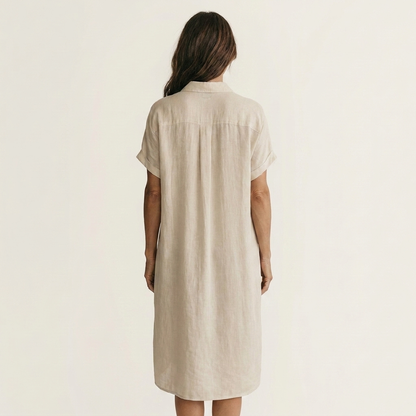 Nidalie | Robe chemise midi à poignets roulés