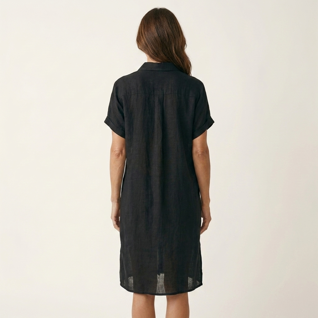 Nidalie | Robe chemise midi à poignets roulés