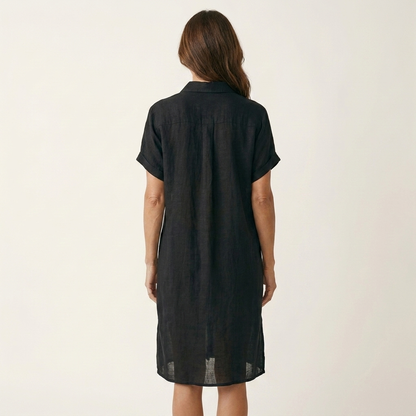 Nidalie | Robe chemise midi à poignets roulés