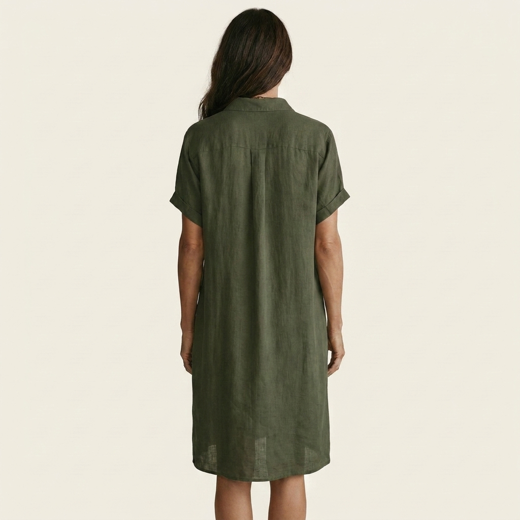 Nidalie | Robe chemise midi à poignets roulés