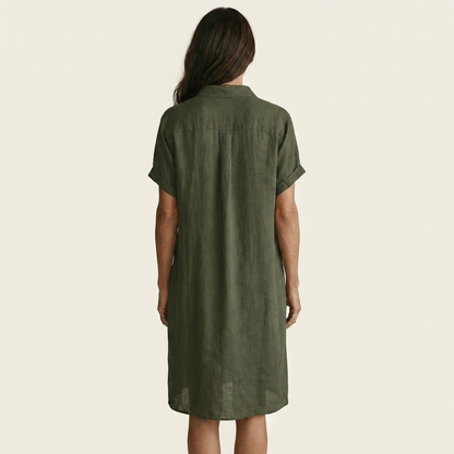 Nidalie | Robe chemise midi à poignets roulés