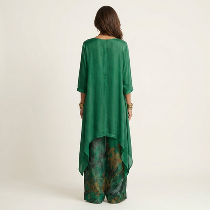 Cariola | Ensemble en deux pièces coton-soie avec tunique asymétrique