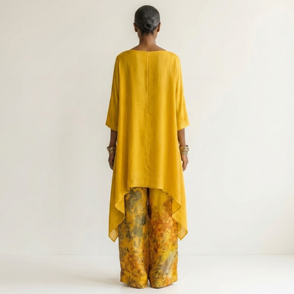 Cariola | Ensemble en deux pièces coton-soie avec tunique asymétrique