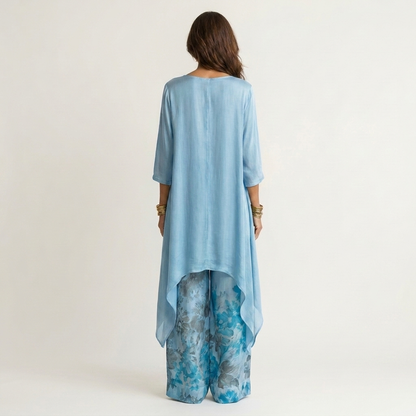 Cariola | Ensemble en deux pièces coton-soie avec tunique asymétrique