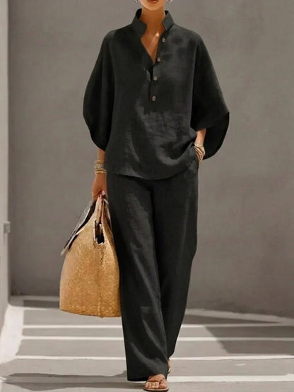 Maribel | Ensemble avec des manches chauve-souris et un pantalon ample