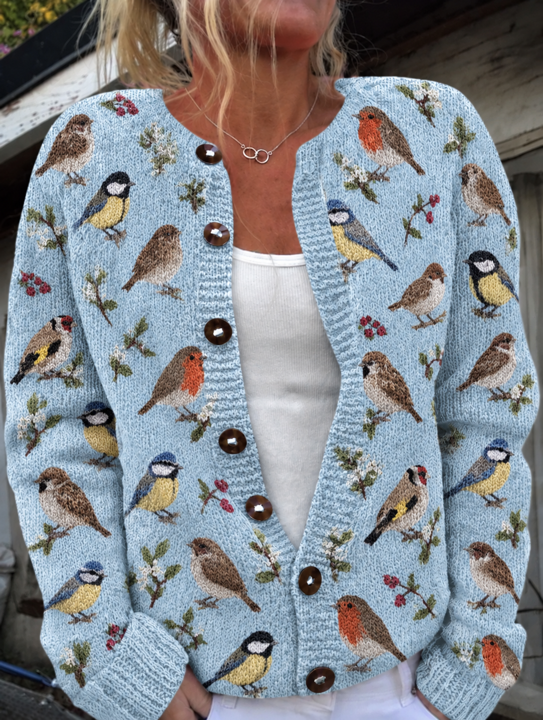Belle Québec | Cardigan à Imprimé Oiseaux