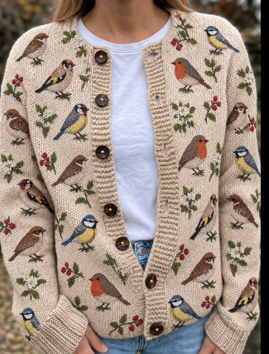 Belle Québec | Cardigan à Imprimé Oiseaux